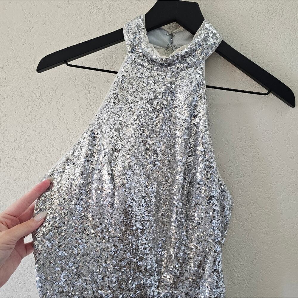 Revelry Silver Sequin Tori Gown Sz 8 - Picture 3 of 15